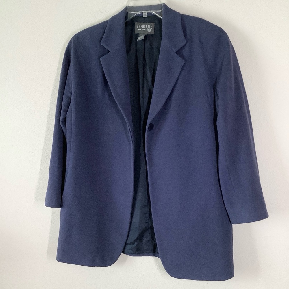 Vintage LAFAYETTE 148 Cashmere Blazer 12 Career Old Money Quiet Luxury NYC Made - Picture 11 of 12